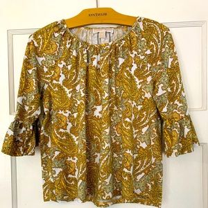 Michael Kors yellow paisley short-sleeved shirt, size M